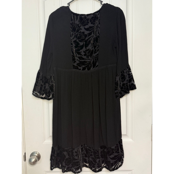 Knox Rose Black Velvet Peasant Dress Small Gypsy Whimsigoth Witchy - Picture 3 of 3